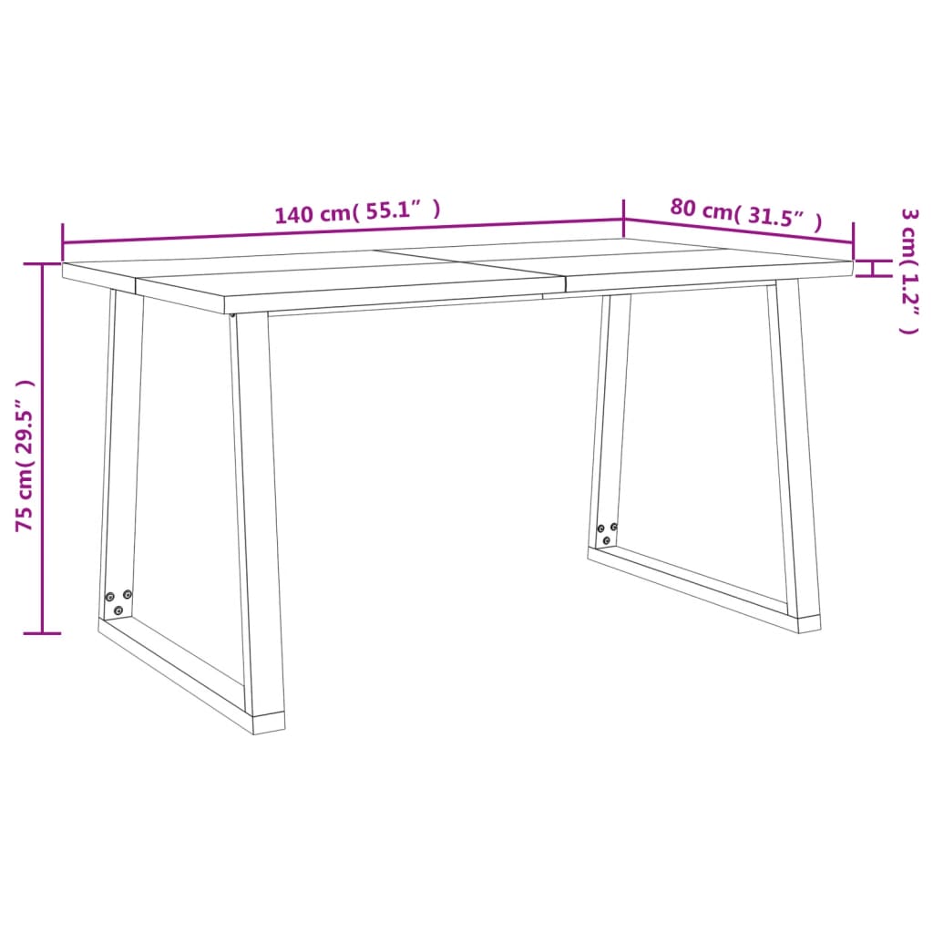 Dining Table with Live Edge 140x80x75 cm Solid Wood Acacia - OLBRIT