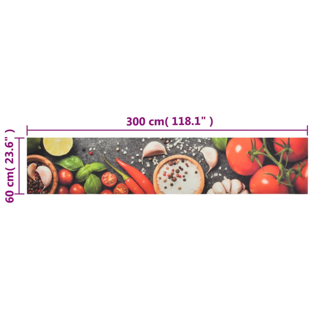 Kitchen Rug Washable Vegetables 60x300 cm Velvet - OLBRIT