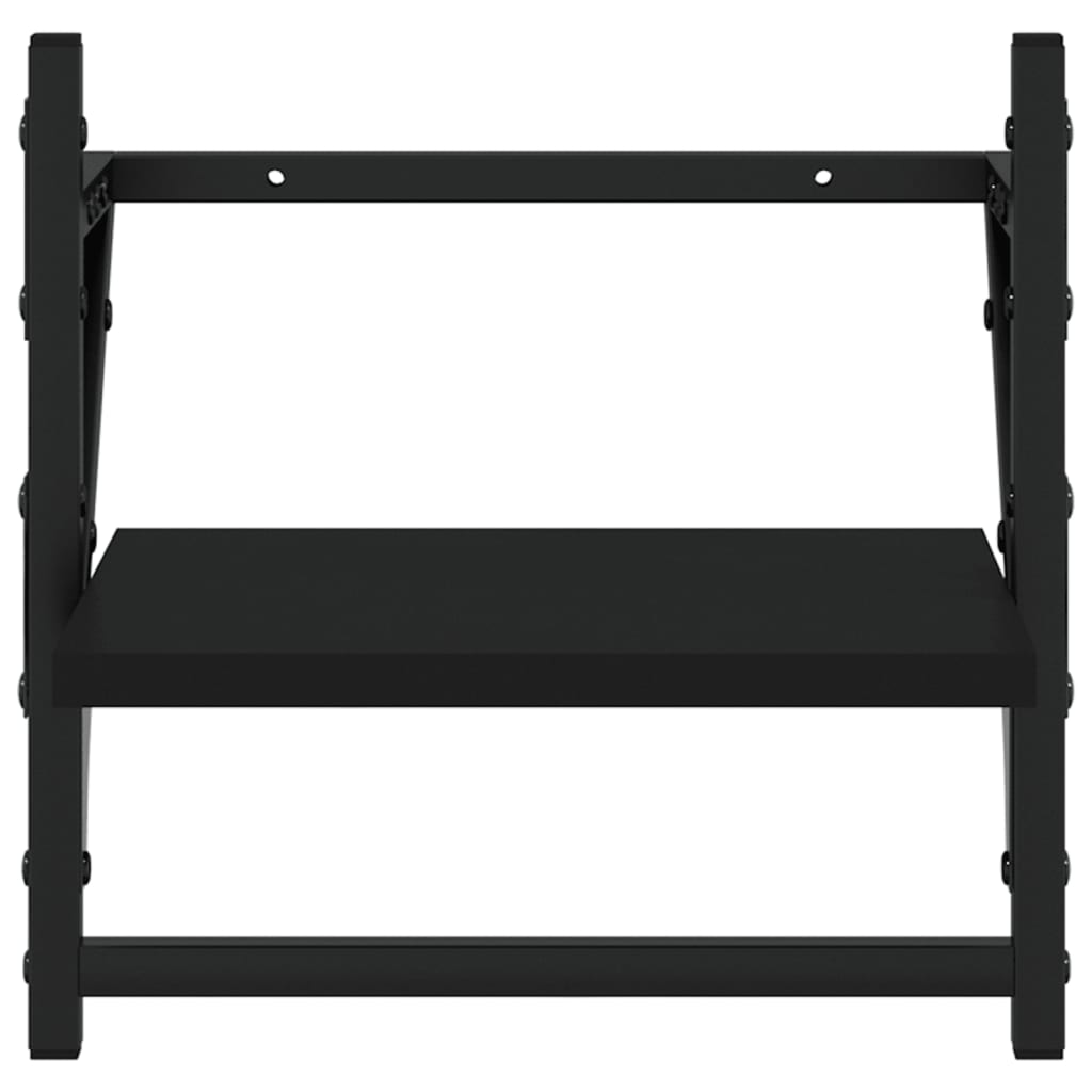 6 Piece Wall Shelf Set with Bars Black Engineered Wood - OLBRIT