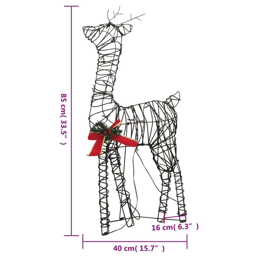 Christmas Decoration Reindeer Family 90 LEDs Warm White Rattan - OLBRIT