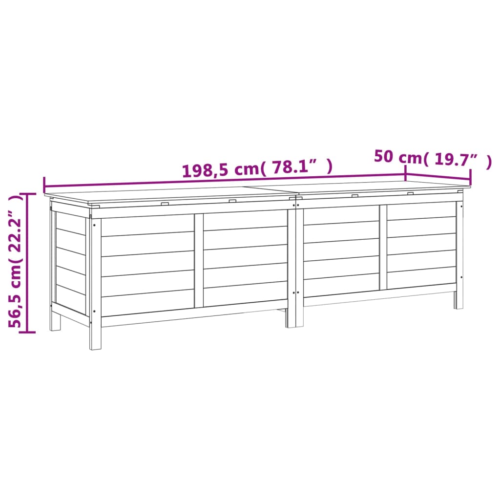 Garden Storage Box Brown 198.5x50x56.5 cm Solid Wood Fir - OLBRIT