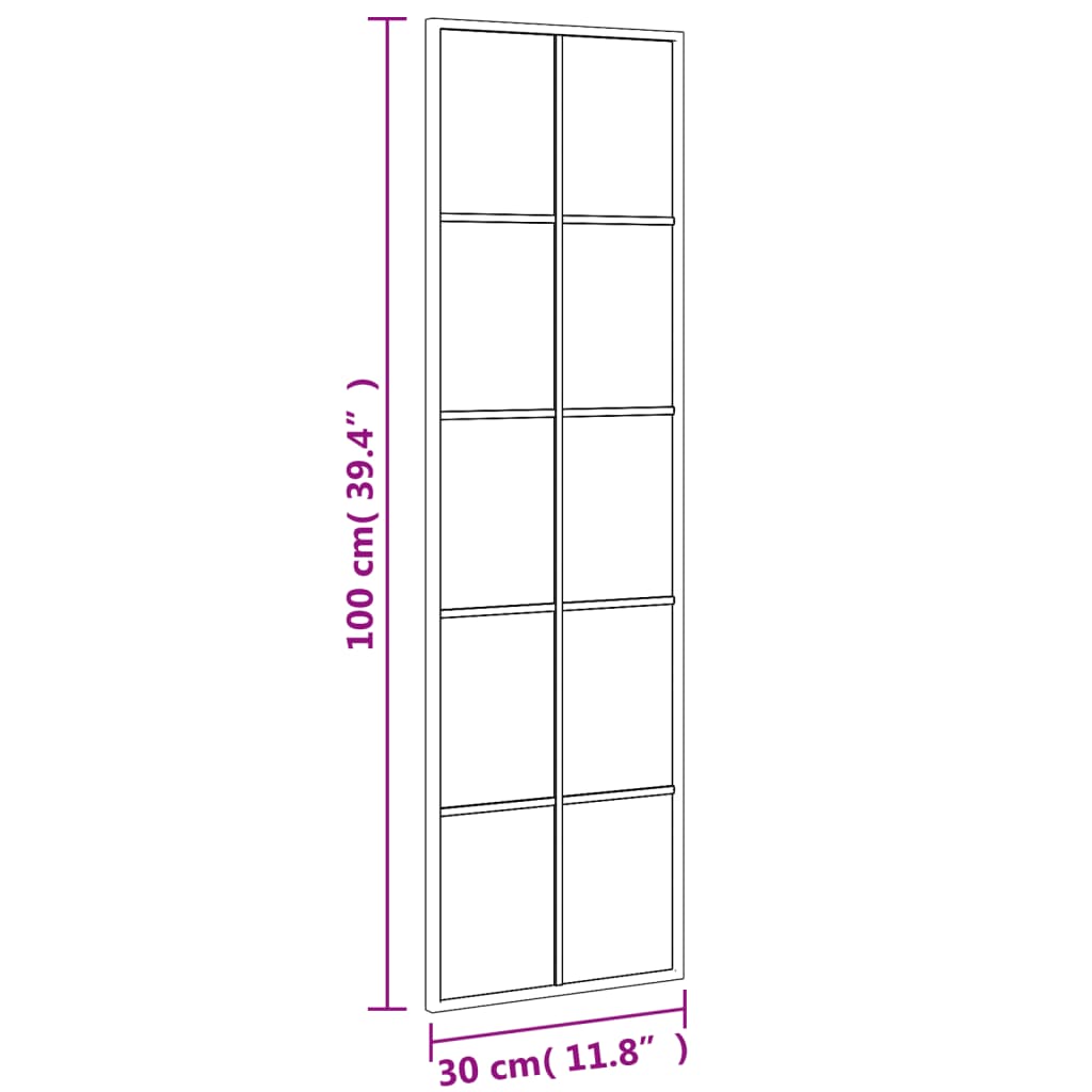 Wall Mirror Black 30x100 cm Rectangle Iron - OLBRIT