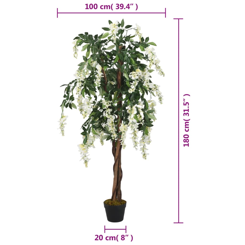 Artificial Wisteria Tree 180 cm Green and White - OLBRIT