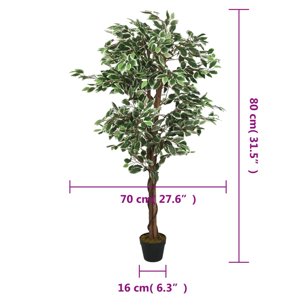 Artificial Ficus Tree 378 Leaves 80 cm Green - OLBRIT