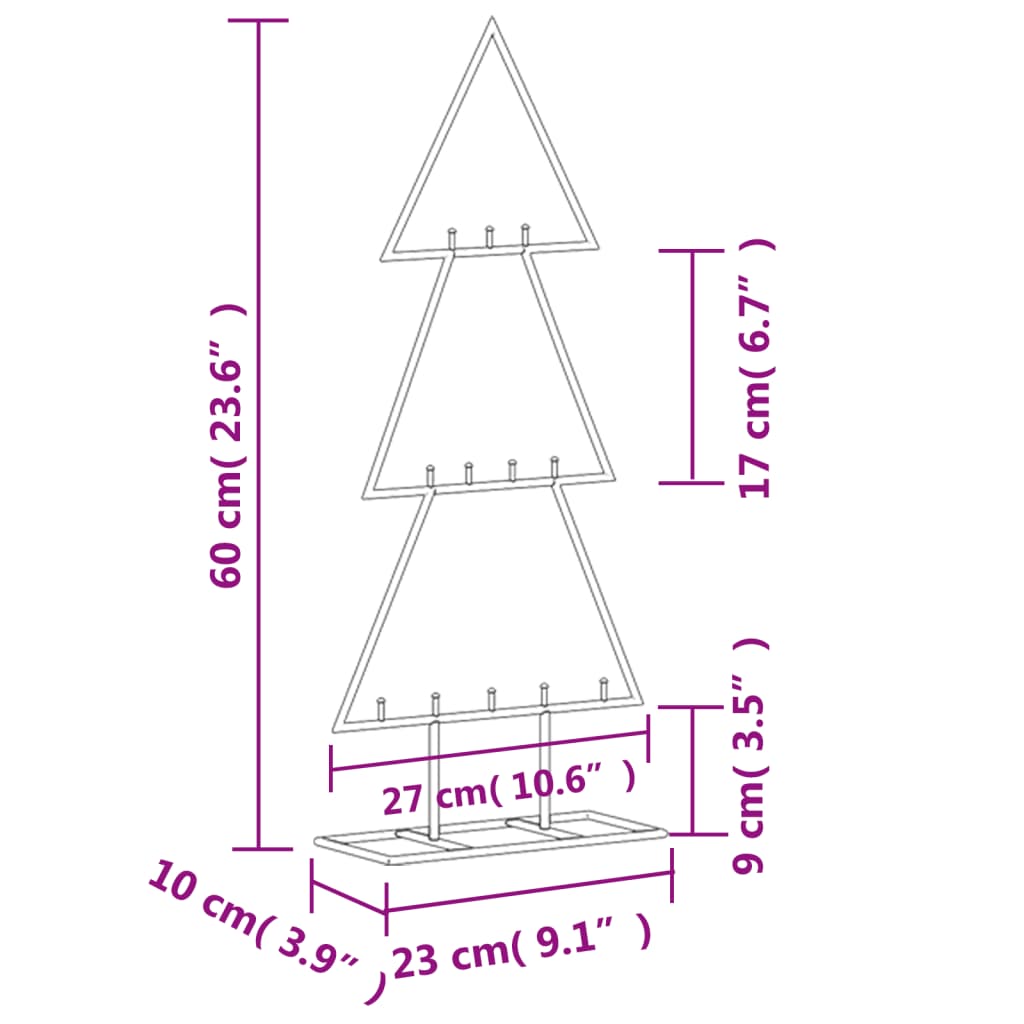 Metal Christmas Tree for Decoration Black 60 cm - OLBRIT