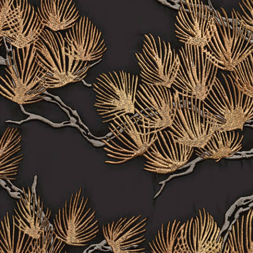 Wallpaper Pine Tree Black and Gold - OLBRIT