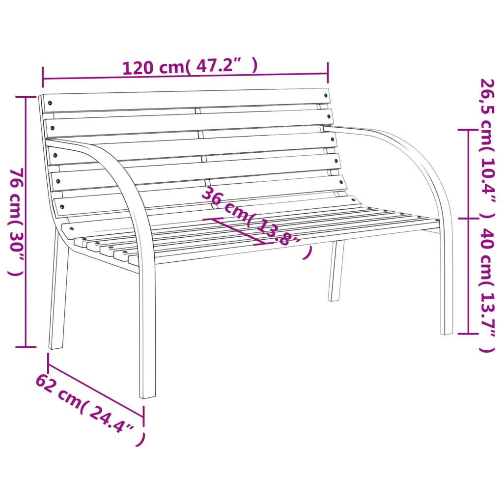 Garden Bench 120 cm Wood and Iron - OLBRIT