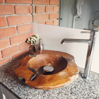 Handmade Solid Teak Basin 45 cm - OLBRIT