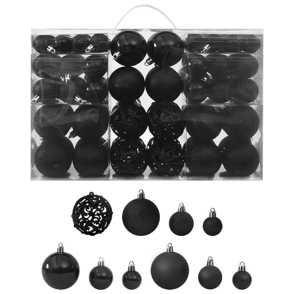 100 Piece Christmas Ball Set Black - OLBRIT