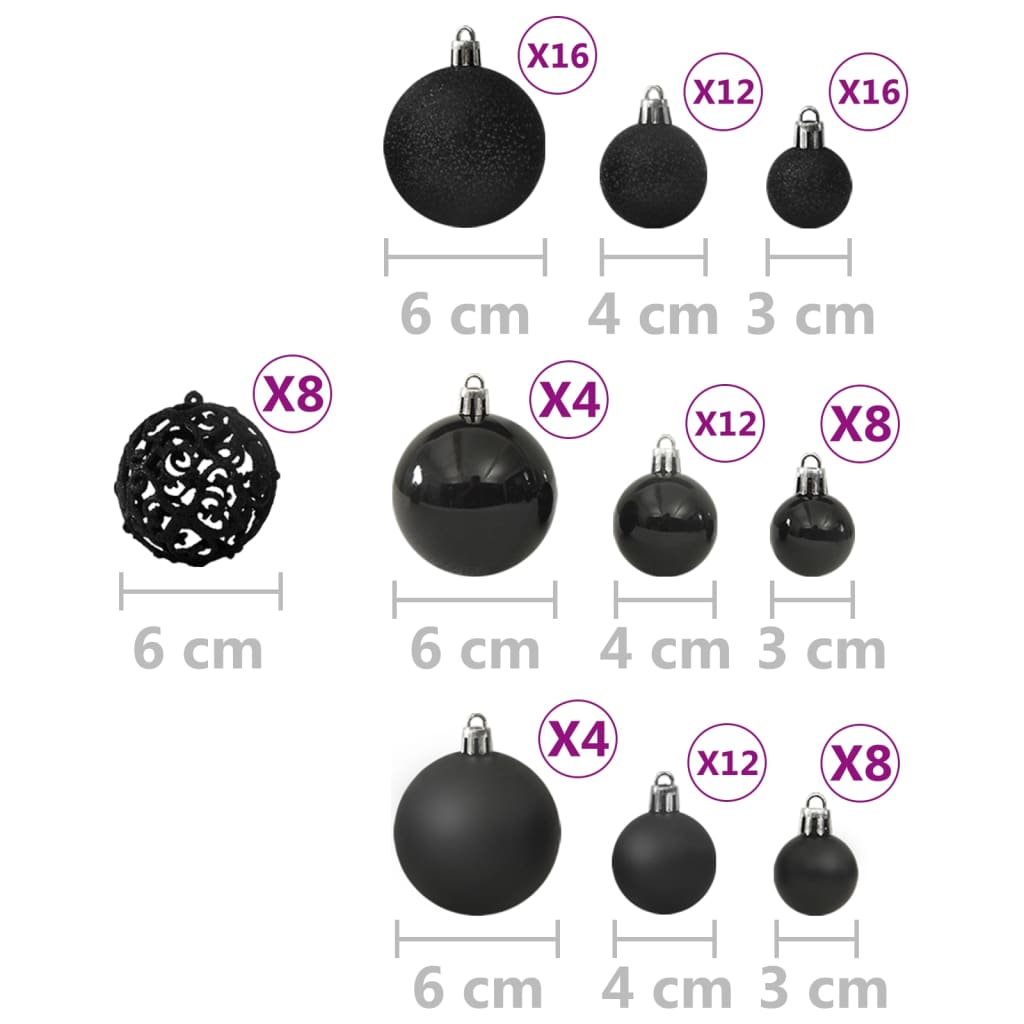 100 Piece Christmas Ball Set Black - OLBRIT