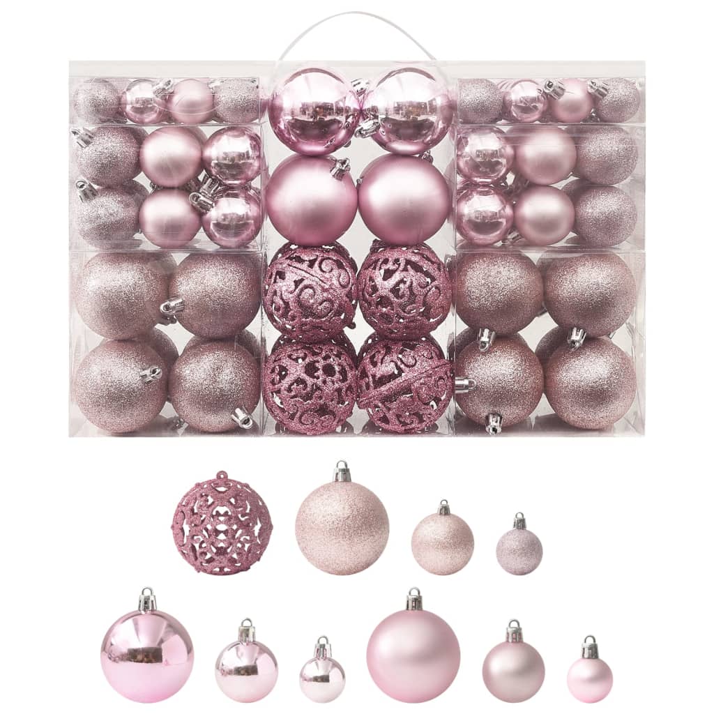 100 Piece Christmas Ball Set Pink - OLBRIT