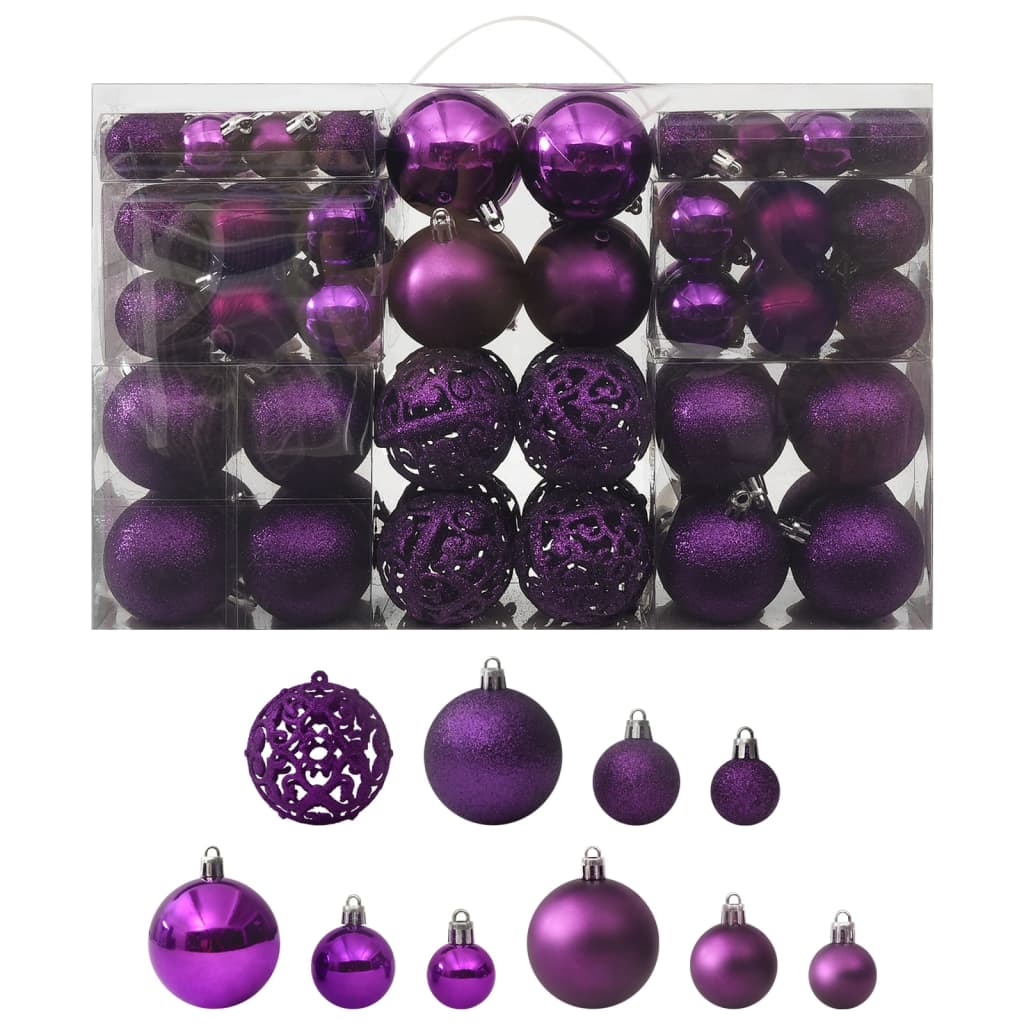 100 Piece Christmas Ball Set Purple - OLBRIT