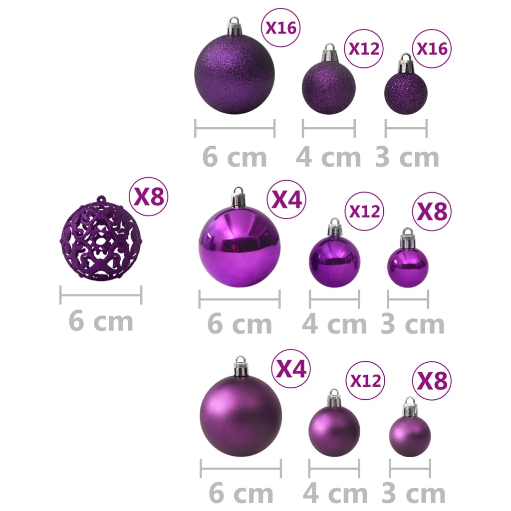 100 Piece Christmas Ball Set Purple - OLBRIT