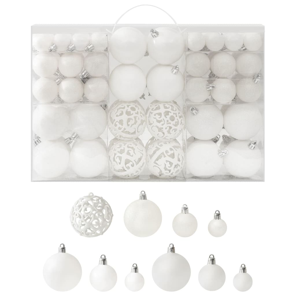 100 Piece Christmas Ball Set White - OLBRIT