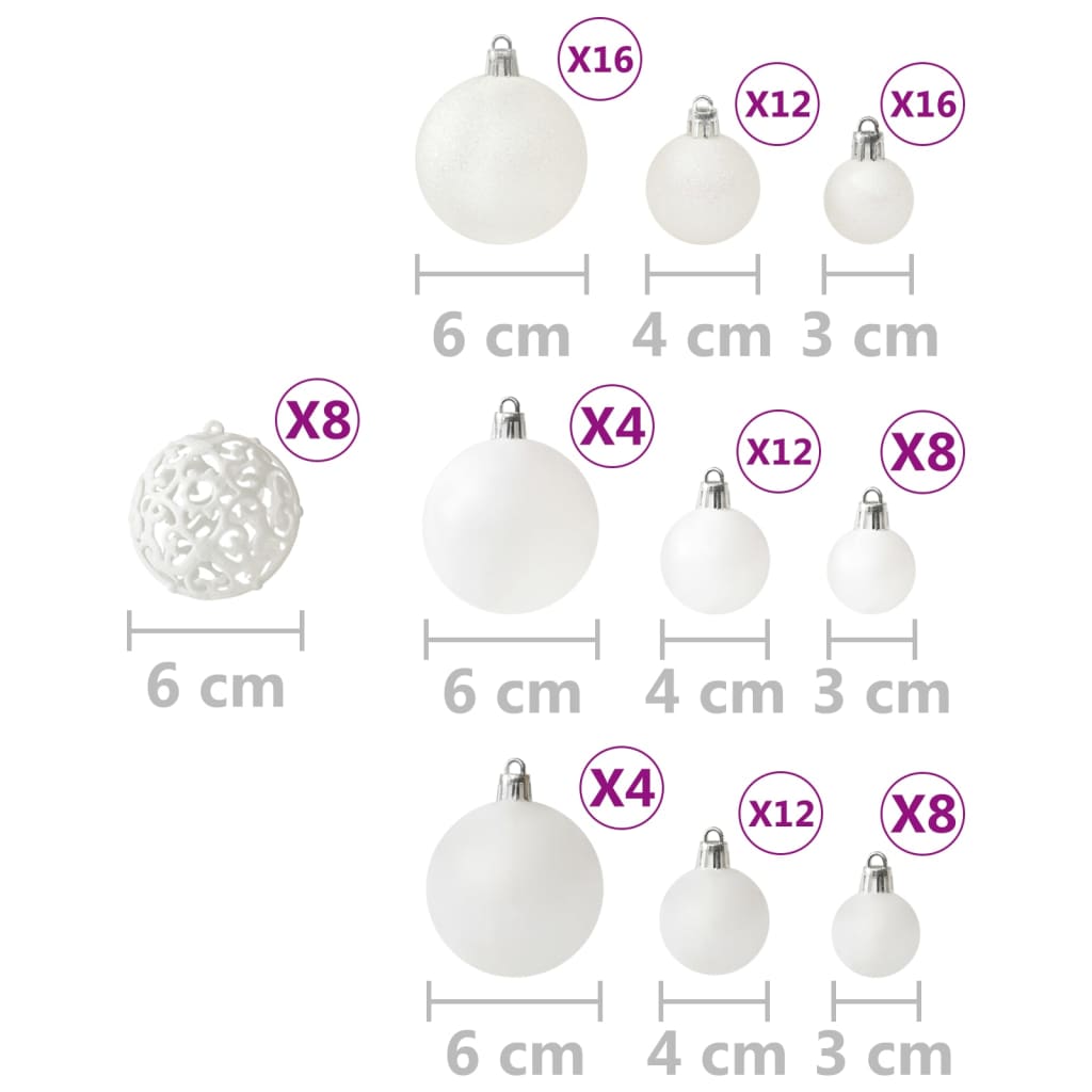 100 Piece Christmas Ball Set White - OLBRIT