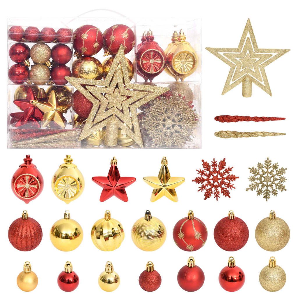 108 Piece Christmas Bauble Set Gold and Red - OLBRIT