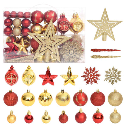 108 Piece Christmas Bauble Set Gold and Red - OLBRIT