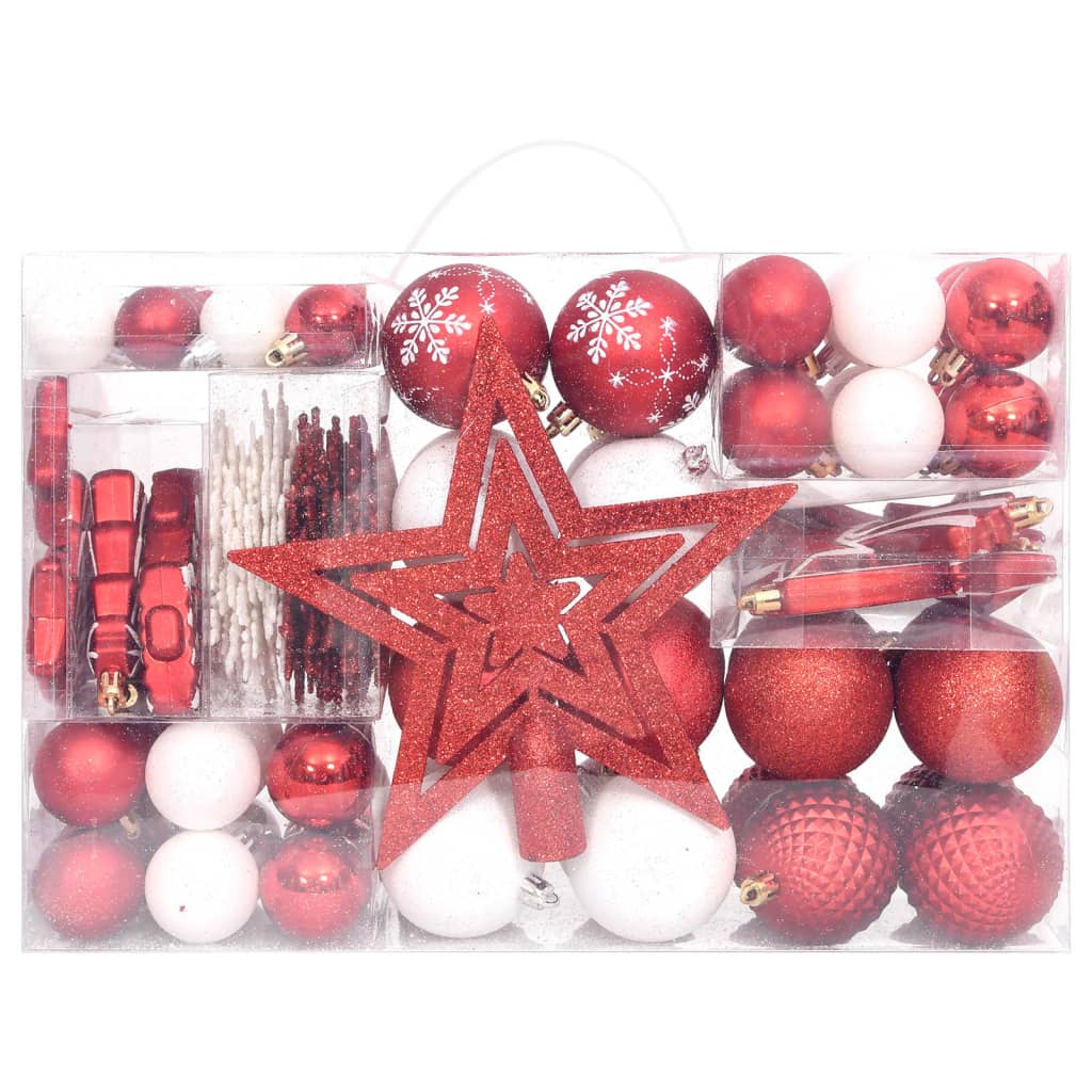 108 Piece Christmas Bauble Set Red and White - OLBRIT