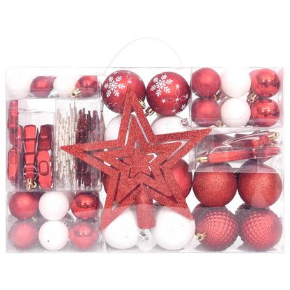 108 Piece Christmas Bauble Set Red and White - OLBRIT