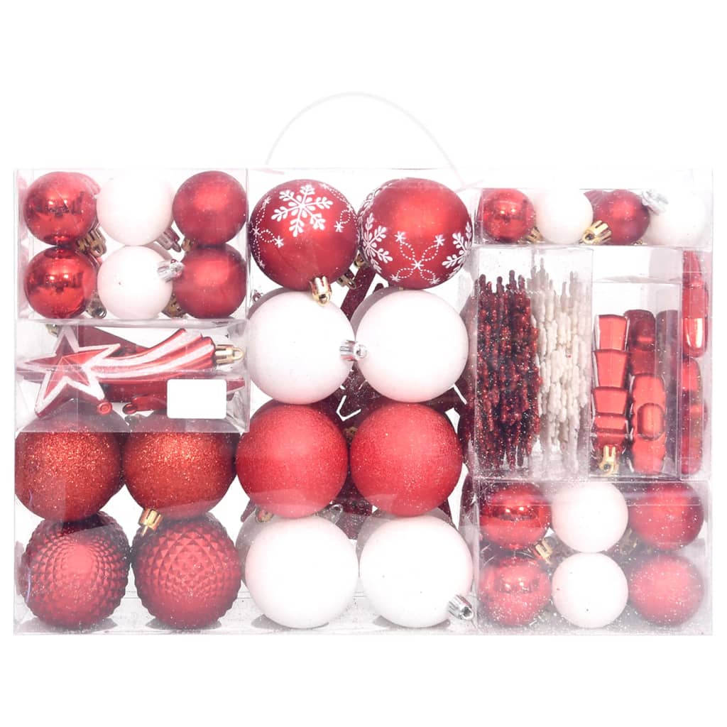 108 Piece Christmas Bauble Set Red and White - OLBRIT