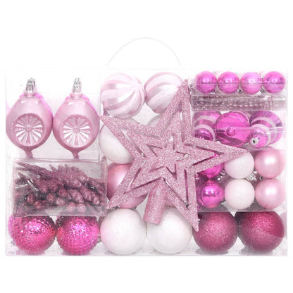 108 Piece Christmas Bauble Set White and Pink - OLBRIT