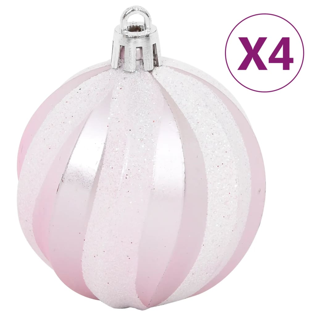 108 Piece Christmas Bauble Set White and Pink - OLBRIT