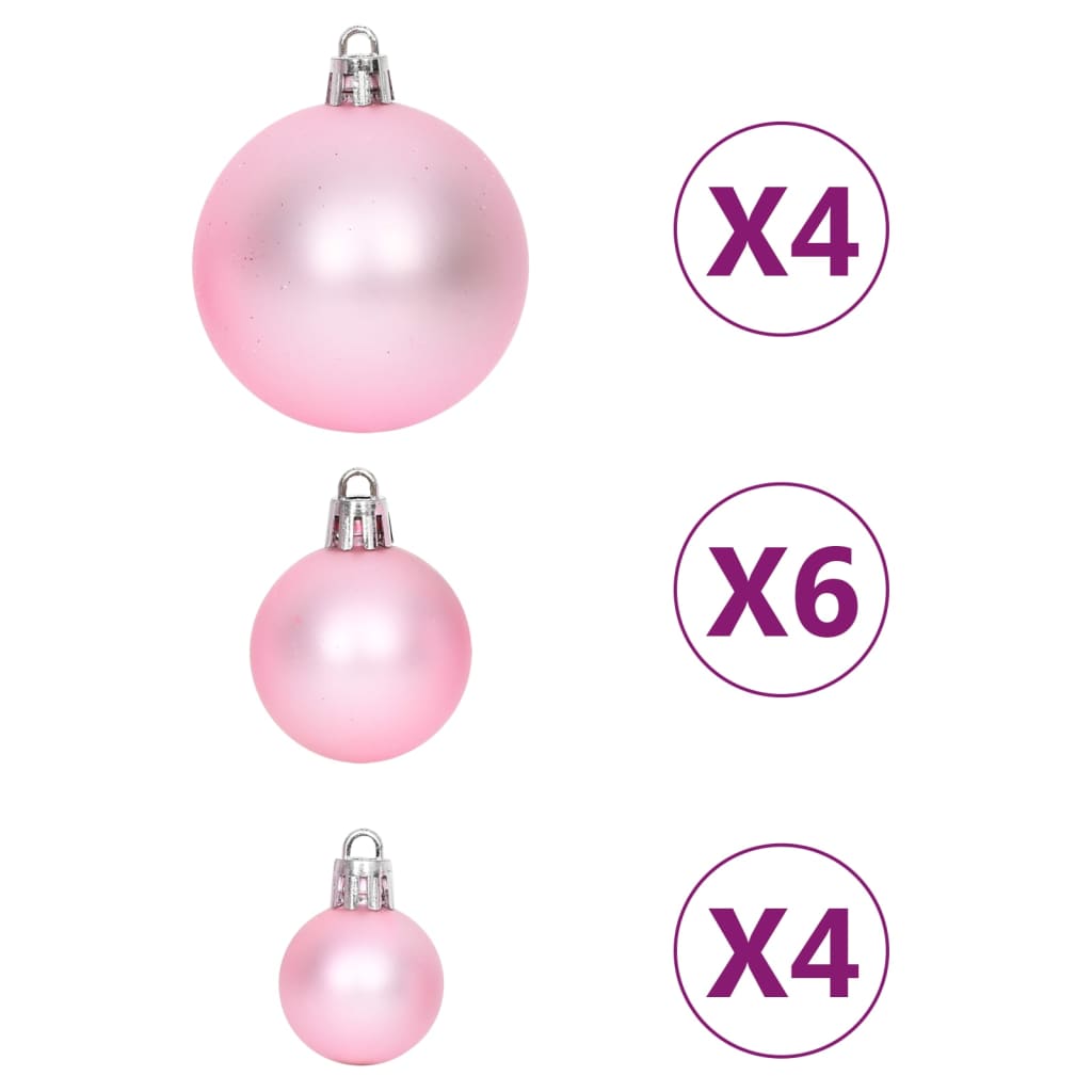 108 Piece Christmas Bauble Set White and Pink - OLBRIT