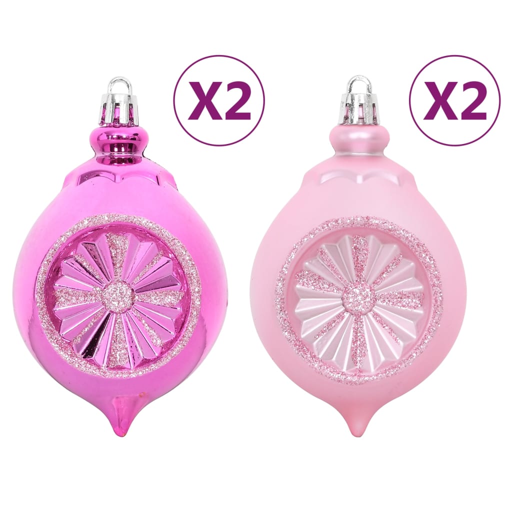 108 Piece Christmas Bauble Set White and Pink - OLBRIT