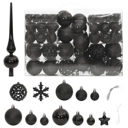 111 Piece Christmas Bauble Set Black Polystyrene - OLBRIT