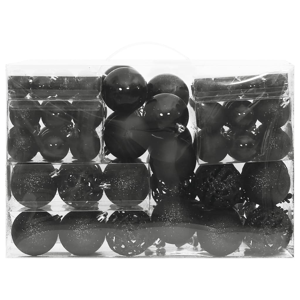 111 Piece Christmas Bauble Set Black Polystyrene - OLBRIT