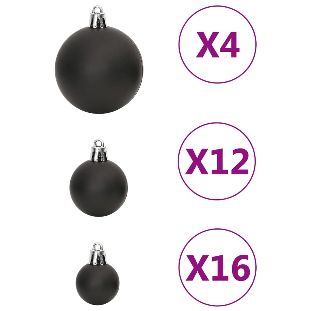 111 Piece Christmas Bauble Set Black Polystyrene - OLBRIT