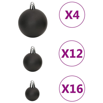111 Piece Christmas Bauble Set Black Polystyrene - OLBRIT