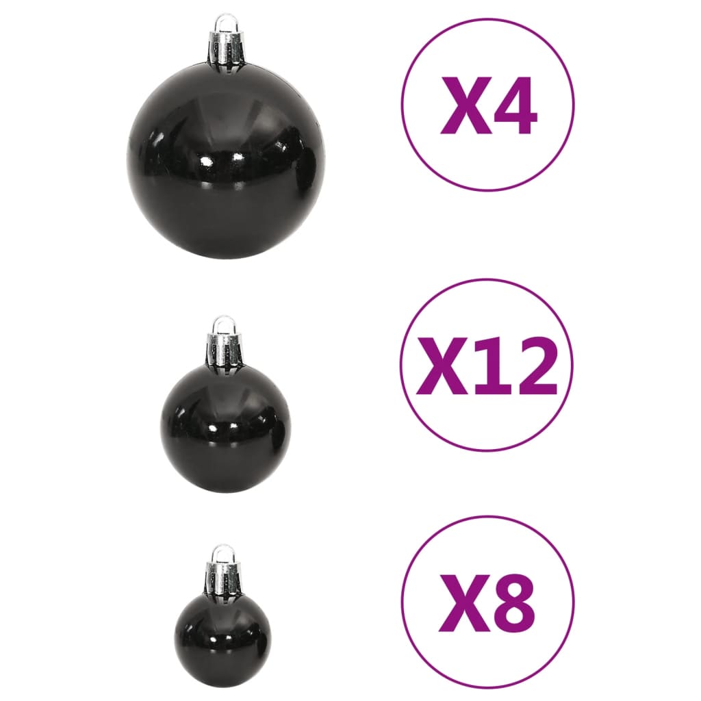 111 Piece Christmas Bauble Set Black Polystyrene - OLBRIT