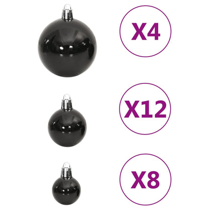 111 Piece Christmas Bauble Set Black Polystyrene - OLBRIT