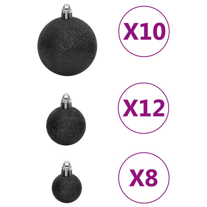 111 Piece Christmas Bauble Set Black Polystyrene - OLBRIT