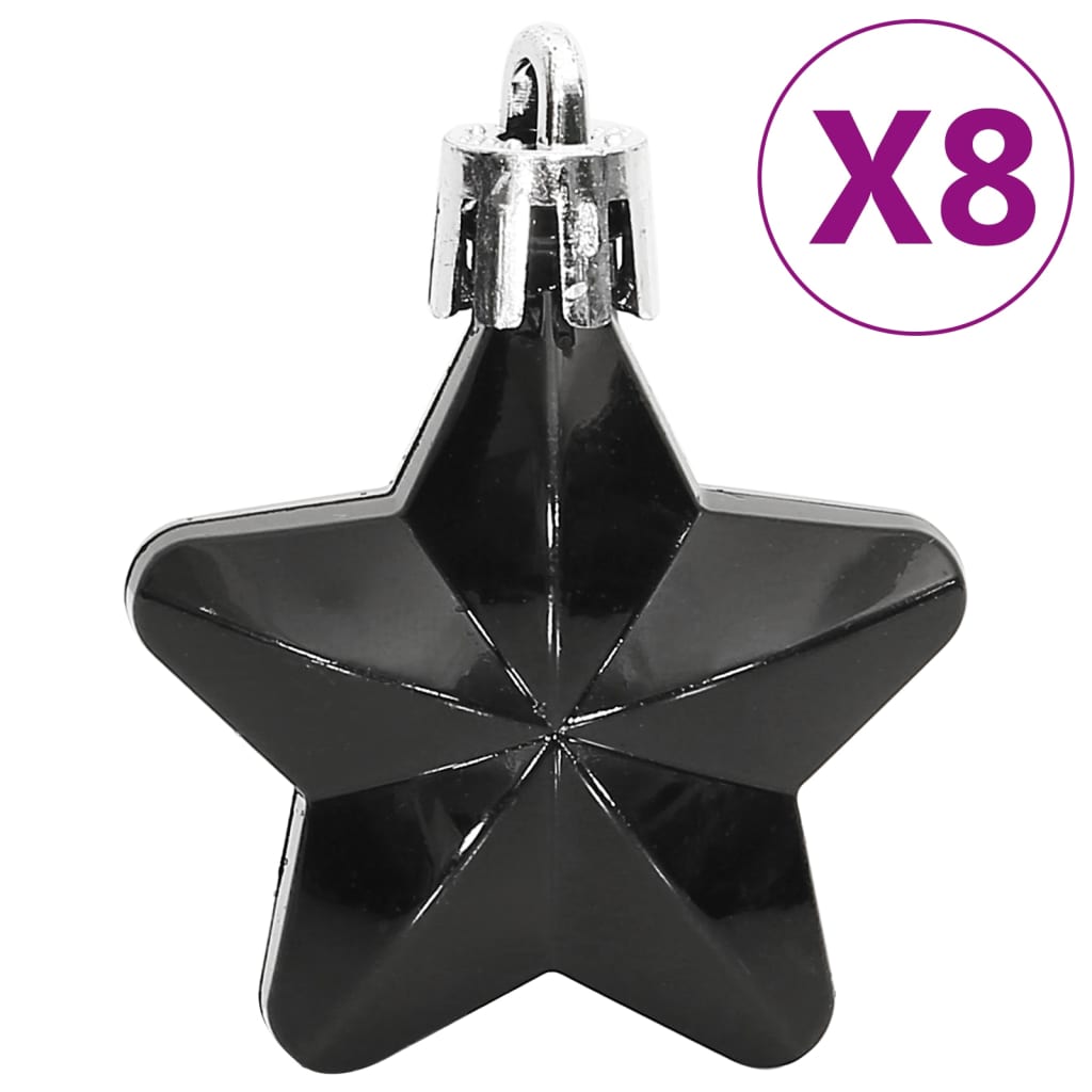 111 Piece Christmas Bauble Set Black Polystyrene - OLBRIT