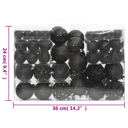 111 Piece Christmas Bauble Set Black Polystyrene - OLBRIT