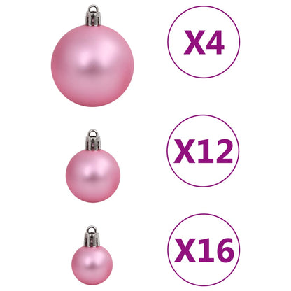 111 Piece Christmas Bauble Set Pink Polystyrene - OLBRIT