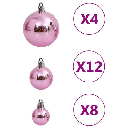 111 Piece Christmas Bauble Set Pink Polystyrene - OLBRIT