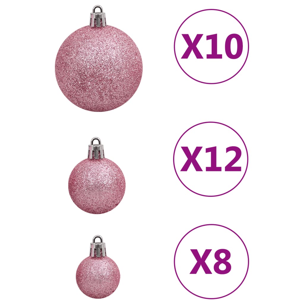 111 Piece Christmas Bauble Set Pink Polystyrene - OLBRIT