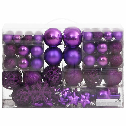 111 Piece Christmas Bauble Set Purple Polystyrene - OLBRIT