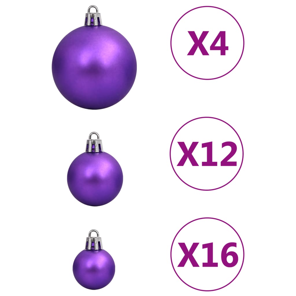 111 Piece Christmas Bauble Set Purple Polystyrene - OLBRIT