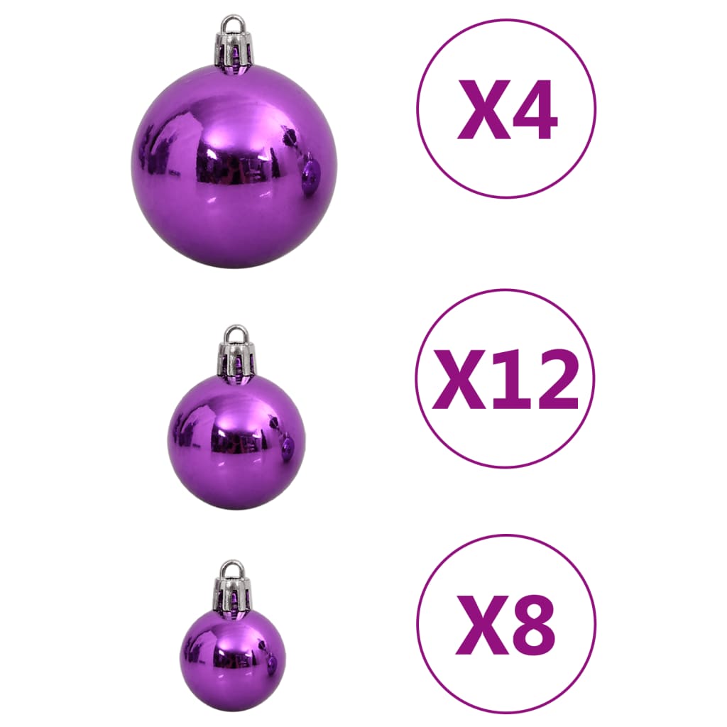 111 Piece Christmas Bauble Set Purple Polystyrene - OLBRIT