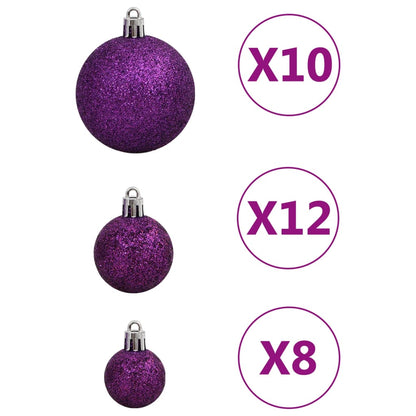 111 Piece Christmas Bauble Set Purple Polystyrene - OLBRIT