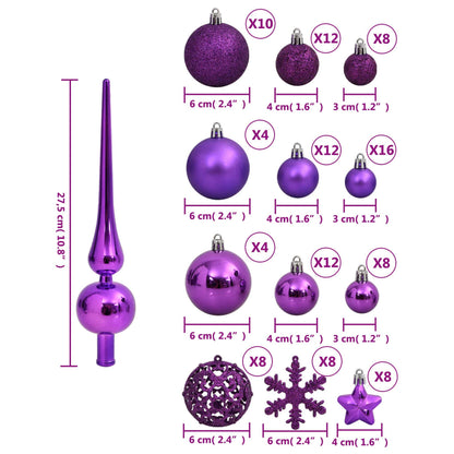 111 Piece Christmas Bauble Set Purple Polystyrene - OLBRIT