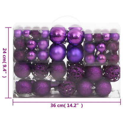 111 Piece Christmas Bauble Set Purple Polystyrene - OLBRIT