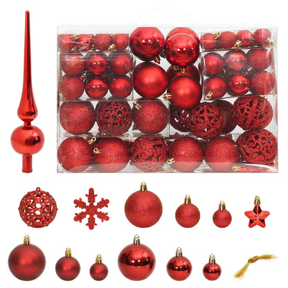 111 Piece Christmas Bauble Set Red Polystyrene - OLBRIT