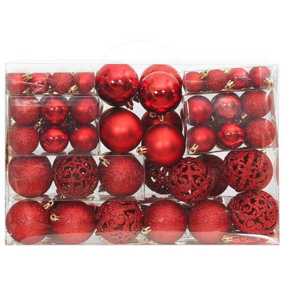 111 Piece Christmas Bauble Set Red Polystyrene - OLBRIT