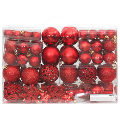 111 Piece Christmas Bauble Set Red Polystyrene - OLBRIT