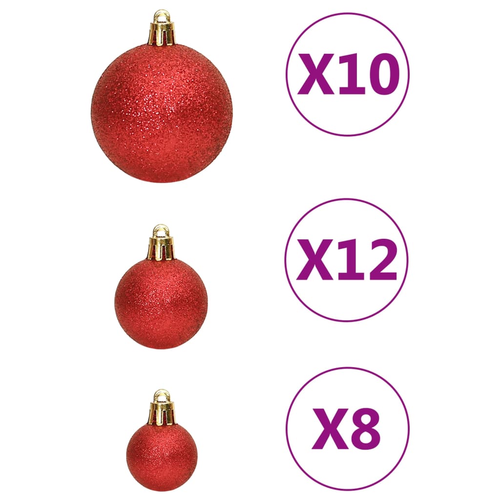 111 Piece Christmas Bauble Set Red Polystyrene - OLBRIT
